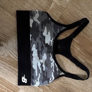 New Balance Black and Gray Camo Sports Bra